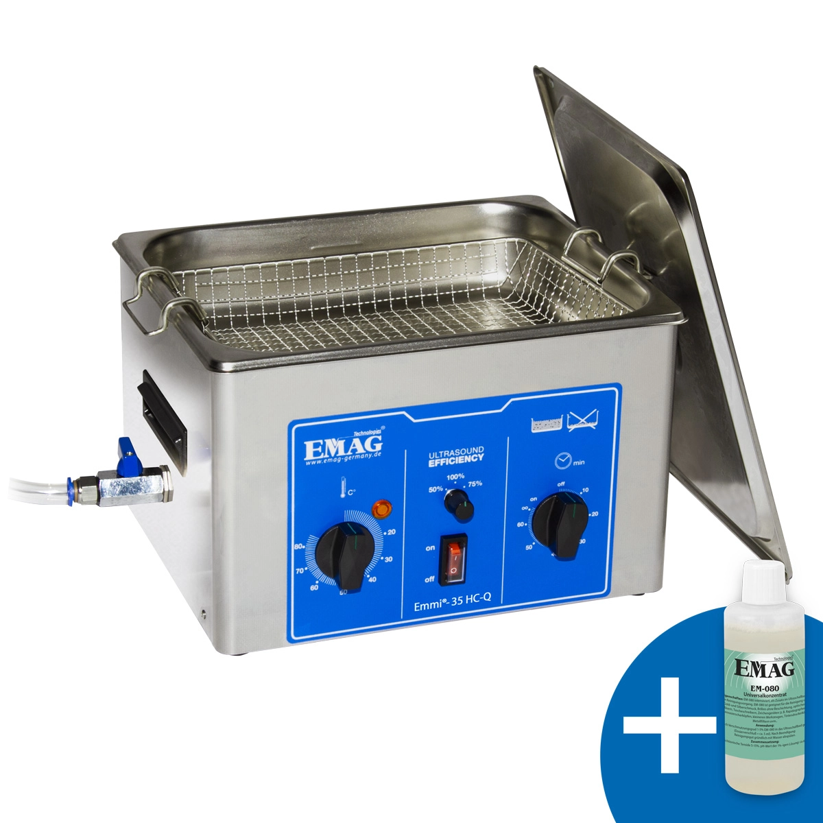 35HC Q Ultrasonic cleaner stainless steel with drain tap